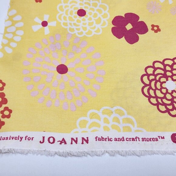 Upholstery Fabric Yellow Pink Flowers Groovy Retro Floral 44" Wide 1/2 Yard - Picture 4 of 5
